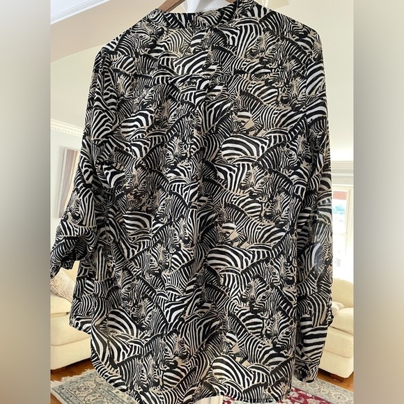 Alfani women’s long adjustable sleeves black and white zebra print size 12 - Picture 2 of 6